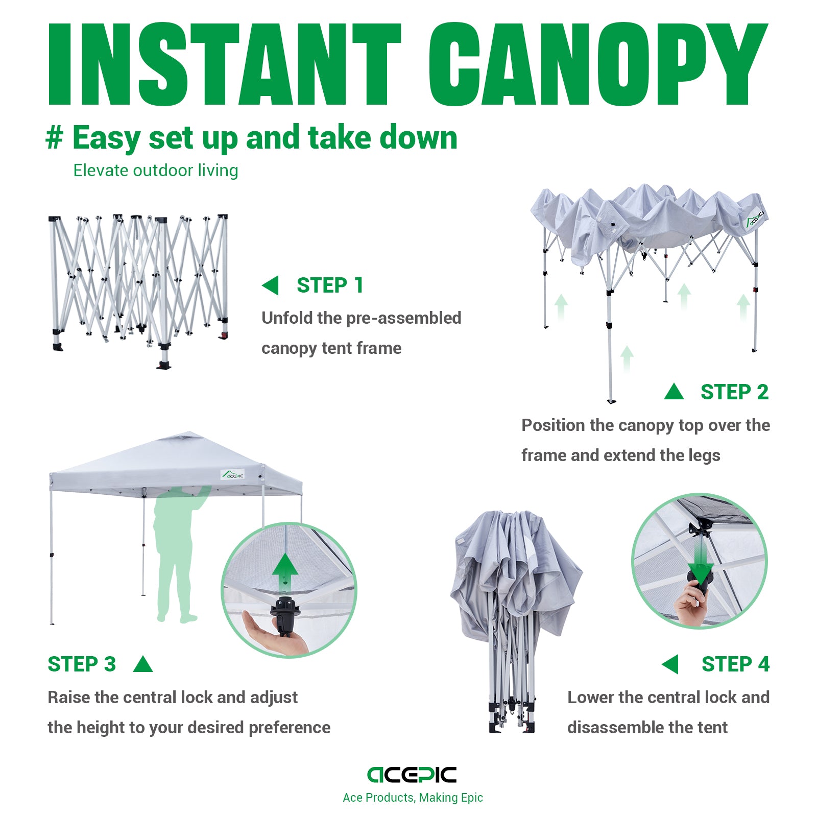 Acepic 10x10 Pop Up Canopy Tent